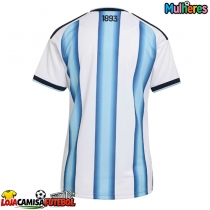 Camisa de Futebol Argentina Equipamento Principal Mulheres Mundo 2026 Manga Curta